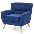 Modern Mid-Century Accent Linen Armchair | Blue