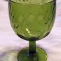 Green Glass Goblet, Footed with Swirl Pattern andThumbprint Base