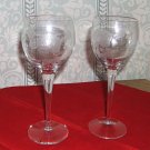 Pair of Cut crystal Wine Glasses, in Delicate Floral Pattern* Pair of Cut crystal Wine Glasses, in Delicate Floral Pattern*