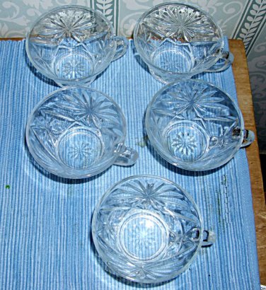 Set of Five Anchor Hocking EAPG Oatmeal Punch Cups