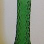 Vintage Pressed Glass Forest Green Diamond Pattern Genie Bottle Shaped Bud Vase