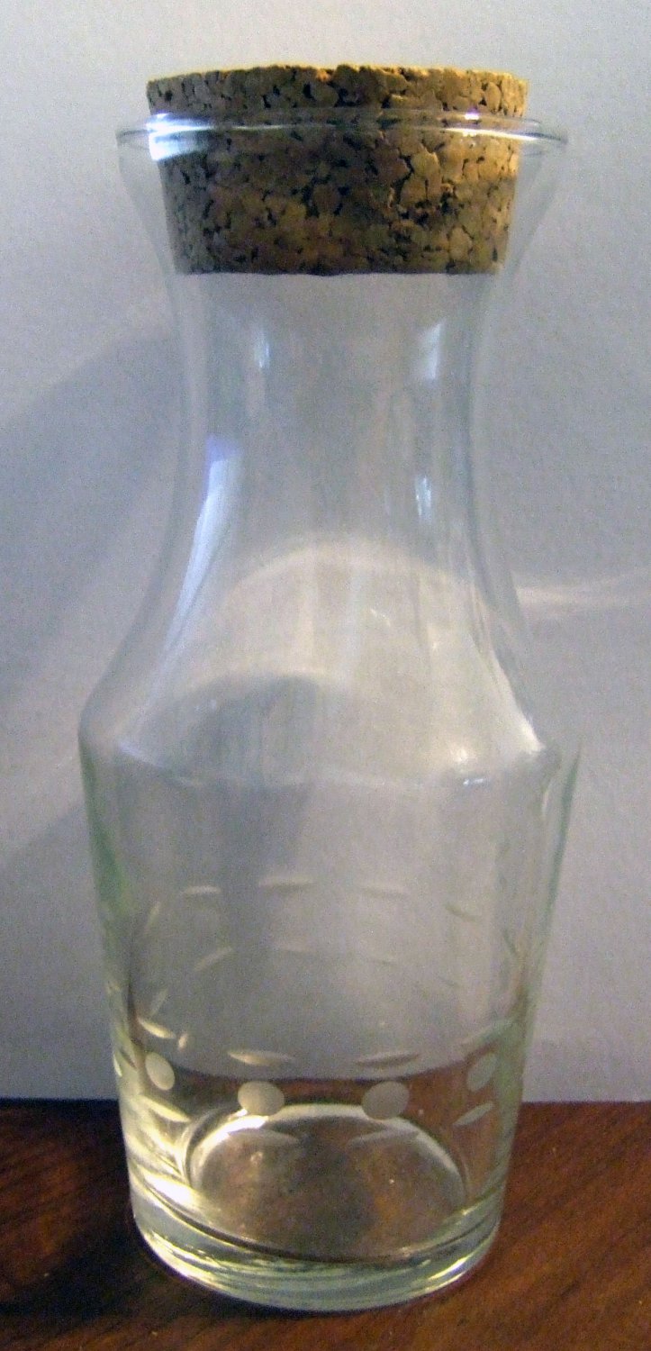 Vintage Salad Dressing Topping Bottle Beaker Cruet w/ Cut Glass Pattern