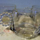 Trio of Vintage Anchor Hocking Clear Glass Punch Cups Bubble Bead Handle