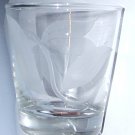 Libbey Whiskey Glass, Weighted Bottom. Large Etched Fllower Wrapped Around Glass