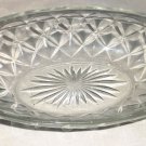 Vintage Pressed Glass Oval Relish/Celery/Candy Dish, Diamond Sides, Burst Bottom Vintage Pressed Glass Oval Relish/Celery/Candy Dish, Diamond Sides, Burst Bottom