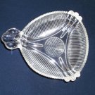 Art Deco Rounded Triangular Candy Dish Bowl w/ Vertical Ribbing & Elegant Handle Art Deco Rounded Triangular Candy Dish Bowl w/ Vertical Ribbing & Elegant Handle