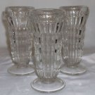 Three Vintage Glass Footed Parfait / Dessert Glasses 5.5" EUC