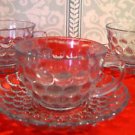 Anchor Hocking, Three Sets Ice Blue Bubble Pattern Cups and Saucers