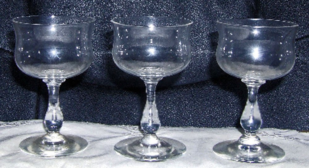 3 Stemmed Clear Cordial Liquor Limoncello Glasses, Pretty Stems