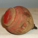 Antique / Vintage Wooden Top with Metal Tip & Some Original Red Paint