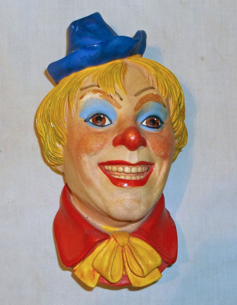 ON SALE: Vintage Chalkware Clown Head (Clown No. 6), 1985, Signed