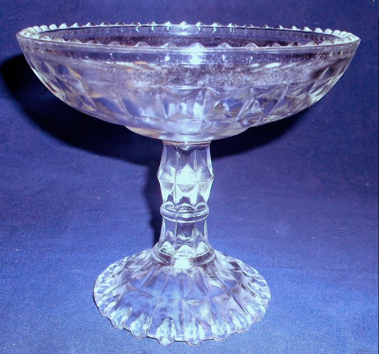 Jeannette Glass Windsor Compote Pedestal Dish, Depression Glass Diamond ...