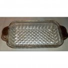 Retro Clear Glass Divided Relish Dish with Gold Trim - Hobnail Design
