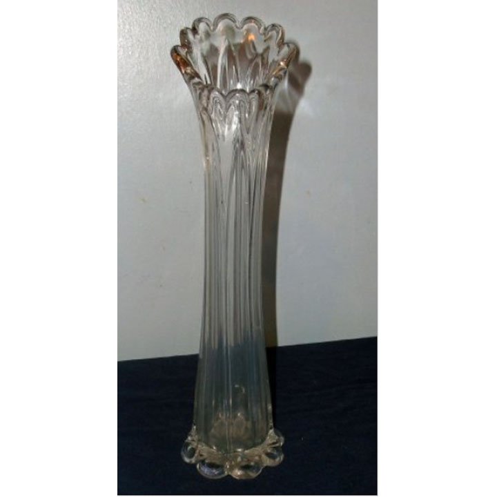 Tall Thin "Slung" Art Glass Vase With Petal Base