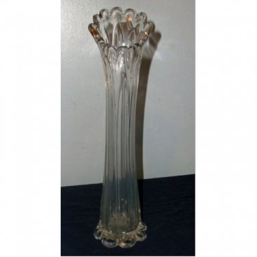 Tall Thin Slung Art Glass Vase With Petal Base