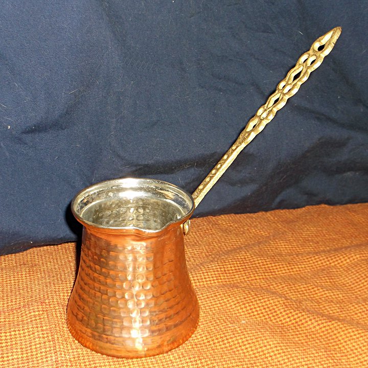 Decorative Copper Tone Spouted Pan With Handle
