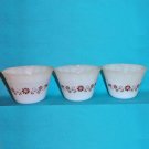 3 Vintage Milk Glass "Daisy" Custard Cups from Dynaware