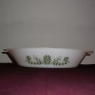 Vintage GlasBake Divided Ovenware Casserole, Green Daisy