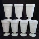 Set of 7 Rare Vintage Milk Glass Goblets