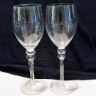 Pair of Graceful Etched Wine Glasses