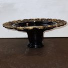 Antique Atterbury & Co. Amethyst Black Glass Wicket Footed Bonbon