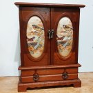 Vintage Wooden Jewelry Box W/ Fabric Bird Print Vintage Wooden Jewelry Box W/ Fabric Bird Print