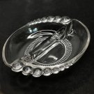Teardrop Clear Divided Nut Bowl, Depression Era