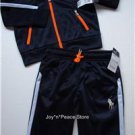 $80 RALPH LAUREN POLO BIG PONY BOY NAVY BLUE ACTIVE SWEAT JACKET PANT 2 PCS SET BLUE 3T 36M