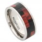 8TM454-TY0 Titatnium Ring Pipe Cut with Blakwood & Hawaiian Koa Rosewood Z Pattern Wood Inlay - 8mm
