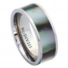 8TM452-TY0 Titatnium Ring Pipe Cut with Black Gradient Abalone Inlay - 8mm