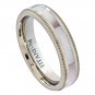 5TM453-TY0 Pipe Cut Milgrain Edge with Creamy Pinkish Hued Mother of Pearl Inlay - 5mm