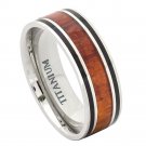 9TM448-TY0 Titatnium Ring Flat with Hawaiian Koa Rosewood Inlay - 9mm