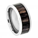 9TM433-TY0 Titatnium Ring Pipe Cut with African Blackwood Inlay - 9mm