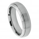 6TM400 Titanium Wedding Band Raised Brushed Center Stepped Edge - 6mm