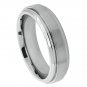 6TM400 Titanium Wedding Band Raised Brushed Center Stepped Edge - 6mm