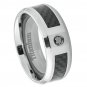 8TM384 Titanium Ring Carbon Fiber Inlay w/ 0.05 carat Black Diamond Center Stone