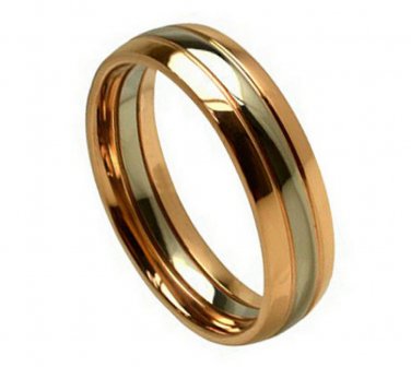6TM268-TY0 Titanium Two-toned Rose Gold Plated Sides Comfort Fit Wedding Band
