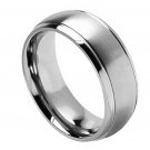 8TM261-TY0 Titanium Brushed Center Shiny Grooved Edge Comfort Fit Wedding Band