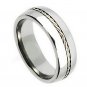 8TM266-TY0 Titanium Grooved with Braided .925 Sterling Silver Inlay Comfort Fit Band