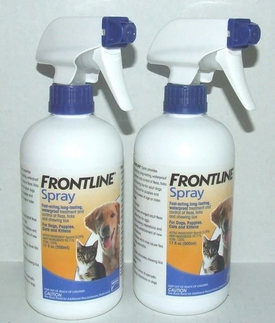 2 bottles Merial Frontline Spray 500-ml Genuine EPA flea & tick spray