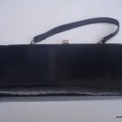 Vintage Black Patent Leather Small Kelly style Handbag Black Interior