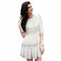Summer New Chiffon Round Collar Lace Half Sleeves Dress Creamy White M