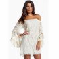 Fashionable European Style Flare Sleeves Tassel Lady Dress Cream-colored Free Size