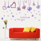 Heart Vinyl Wall Decor Dot Stickers Purple Pink