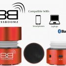 BassBooz Red Portable Bluetooth Speaker with built in High Performance Li-on Rechargeable Battery