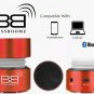 BassBooz Red Portable Bluetooth Speaker with built in High Performance Li-on Rechargeable Battery