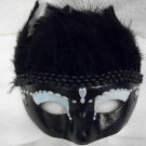 Face mask mardi gras masquerade Costume  Black feather pearl mask
