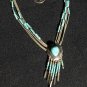 Liquid Silver and Turquoise Teardrop Dangle Pendant #033