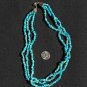 Three Strand Turquoise Small Nugget Necklace Choker #034
