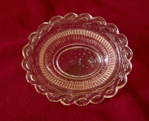 Tiny Miniature Pink Pressed Glass Bowl